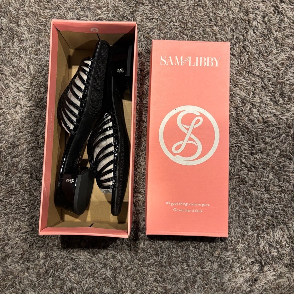Sam & Libby Black Strapped Heels